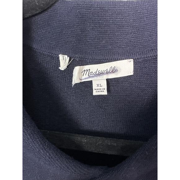 Madewell NWOT Men’s Navy Blue Half Milano Stitch Collared Cardigan size XL - Picture 4 of 8